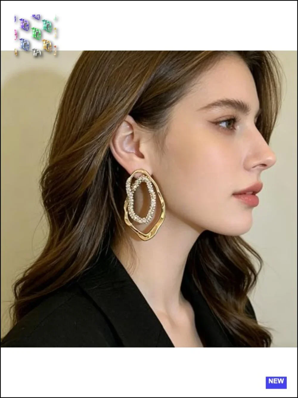 Chunky Gold Geometric Drop Dangle Earrings Hollow Triangle Round Statement